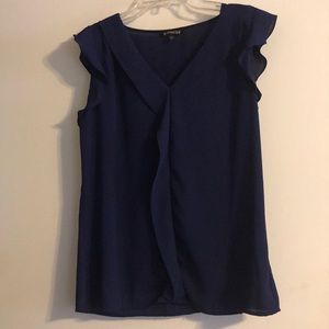 Blue ruffled blouse